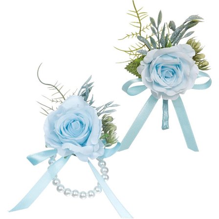 ING Håndleddscorsage-sett i blått for brud og brudepiker, corsagedekorasjon for galla- og hjemkomstfester