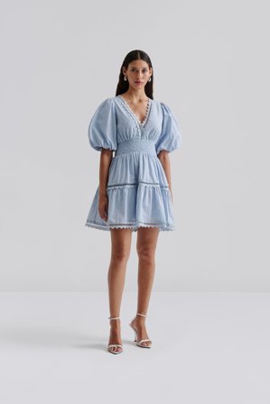 Malina - Elvira mini dress - S - Dusty Blue