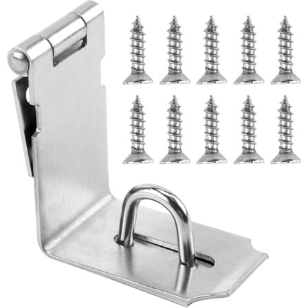 Skydedørslås, låsbar dørbolt, kraftig vinkelhaspe, sikkerhedshængelås i rustfrit stål til skabe, døre og lagre