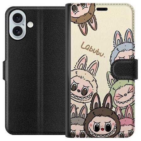 Kompatibelt Plånboksfodral till Apple Apple iPhone 16 Plus Monster kanindocka med blomsterkrans vinylfigur