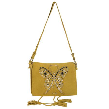 Dolce & Gabbana Pre-owned, Suede Leather Boho Butterfly Grommets Shoulder Bag Beige, Dames, Maat:ONE Size
