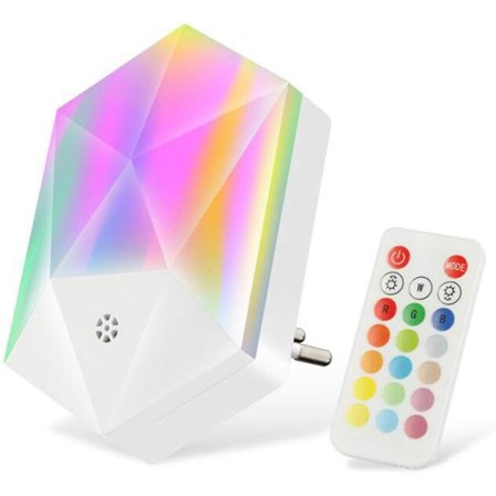 LED-yövalo lapsille, Plug-and-Play, kaukosäätimellä, 16 väriä säädettävä RGB-kirkkaus himmennettävä yövalo pistorasiaan lastenhuoneeseen, 