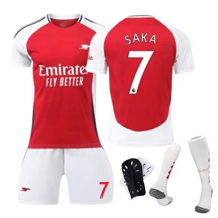 24-25 Nya Arsenal Hemmatröja 7 Saka 8 Odegaard Barn Vuxen Dräkt Fotbollströja Storlek 7 strumpor + skyddsutrustning(22, Storlek 7 strumpor + 