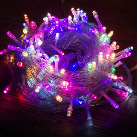 10M 100LEDS lyskæde, LED-lyskæder med fjernbetjening, strømforsynet, vandtæt til indendørs/udendørs brug, ideel til julebelysning,