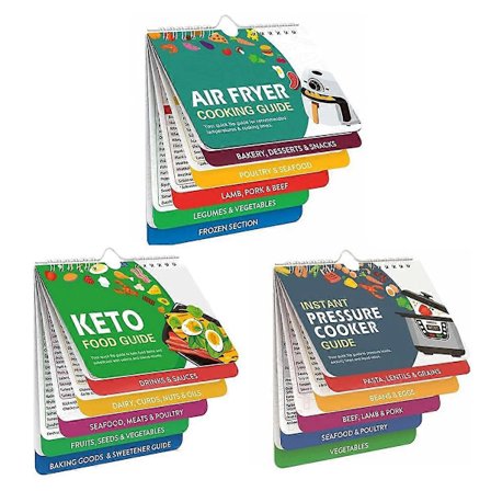 3 Set Air Fryer Fuskpryl Magneter Kokguide Broschyr, Koktider Tabell, Fuskpryl Magneter