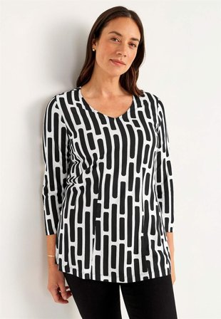 Cellbes of Sweden - Mönstrad trikåtunika - vit / mönstrad - för damer - 34/36