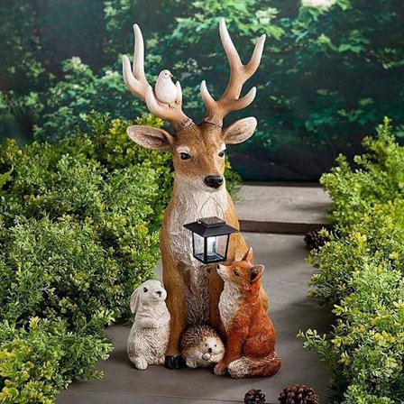 Solcellslysande hängande LED-lykta ljus harts hjort kanin igelkott varg figur dekoration trädgårdsdekoration heminredning innergård ytterdörr dekor 