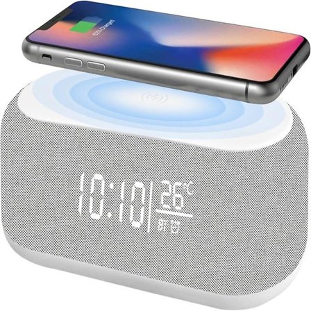 Digital vekkerklokke, Bluetooth Digital Audio Vekkerklokke - 9 Farger Nattlampe, Bluetooth-høyttaler, Trådløs Lader for iPhone/Samsung, Temperatur