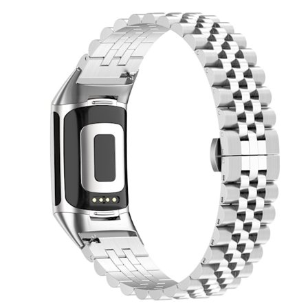 Metallarmband Fitbit Charge 6 i Fjärilsspänne Silver
