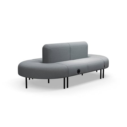 Sofa VARIETY, lukket kurve, med USB-stik, stof Pod CS, sølvgrå