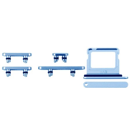 Knappar och Simkorthållare för iPhone 16/16 Plus - Blå