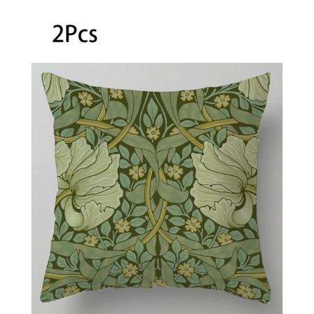 2 stk Grønne pudebetræk Blomsterpudebetræk Fløjlskast 2 Pcs