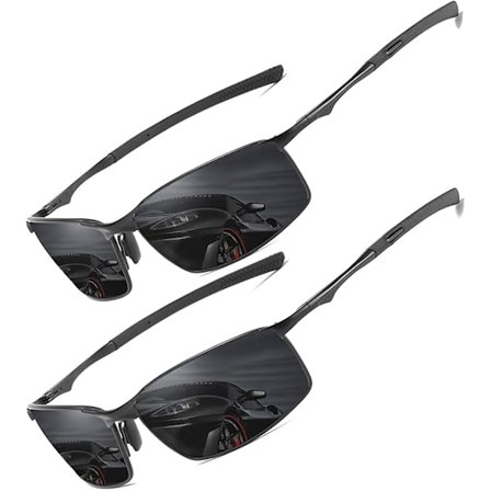 Polariserede Solbriller Herre Dame UV Beskyttelse metalstel Klassisk Vintage Stil Ultralette Shades Til Kørsel Rejser Fiskeri 2 stk