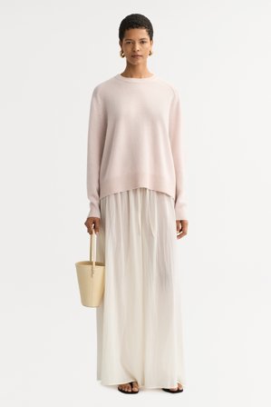 Soft Goat - Boyfriend crewneck - Women cashmere sweater - XS - Powder