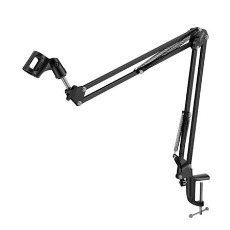 Støtte Mikrofon Arm med Ledning Fastgørelse Skrivebord Sammenklappelig LinQ Sort