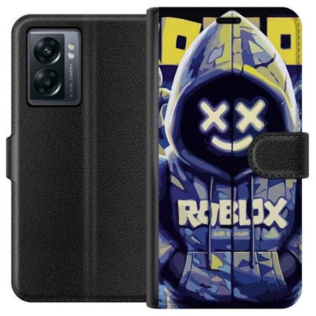 Kompatibelt Lommeboketui til OnePlus OnePlus Nord N300 Blågul Roblox hettegenserfigur med minimalistisk neonstil og masket ansikt, moderne spillillus