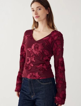 Noella Lucille Top - Burgundy - M