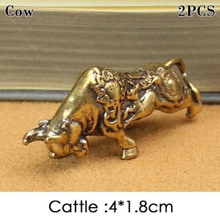 2st Bull Ornament Skulptur Koppar Miniatyrer Figuriner COW COW