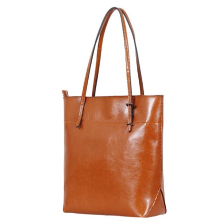 Vaxad läder pendlarväska för kvinnor stor väska dam axel