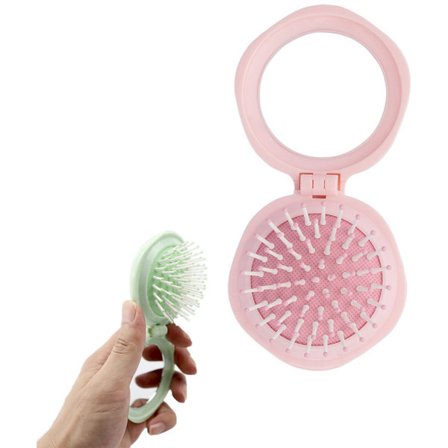 ING Sammenfoldelig Børste med Spejl Hårbørste Mini Hårbørste Sammenfoldelig Hårbørste Kam Frisørkam Stylingværktøj Filtrebørste Frisørbørste