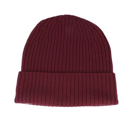 MJM Hats - Rød cuff Beanie - Merino Wool Burgundy Cuff @ Hatstore