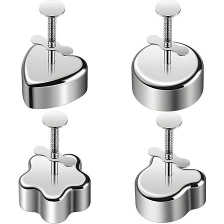 Fire søde riskugleforme i rustfrit stål, sushiformer i metal og brugervenlige riskugleforme inklusive bjørne-, blomster-, hjerte- og kugleforme, 