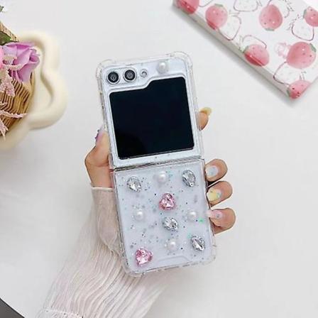Til Samsung Galaxy Z Flip4 Perle Rhinestone Tpu Mobiltelefon Etui Pink