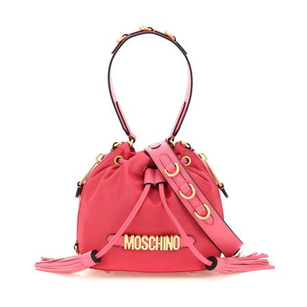 Moschino, Bucket bag with logo Rood, Dames, Maat:ONE Size,leer