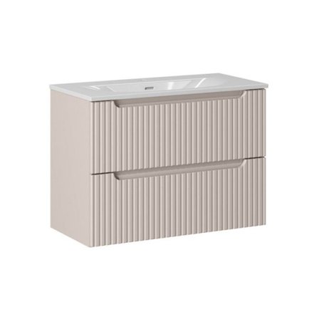 Möbelset med 2 lådor och inbyggd vask L 80 x P 40 x H 58,5 cm - Astral - Beige kräm och vit