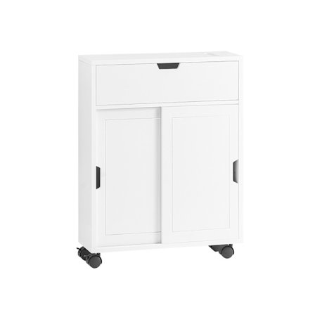 SoBuy Toiletpapirholder med skab med 2 døre i hvid 50x17x67cm, rustik BZR31-W