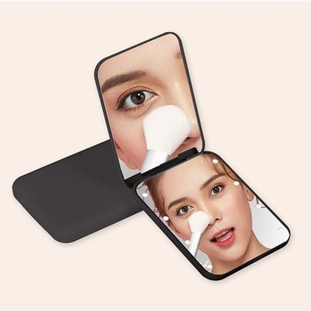 Foldbar LED Makeup Spejl med 2x Forstørrelse – Touchstyring & Hvid Lysfunktion_TF_TF