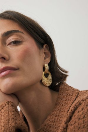 NA-KD Örhängen med textur och ring - Smycken - Guld - One Size