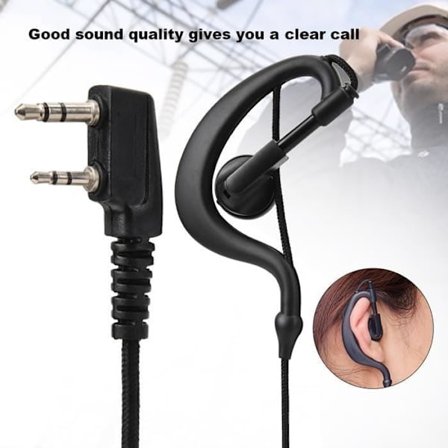 HURRISE PTT-øretelefon K Hode Walkie Talkie-headset, klar lyd, komfortable ørepropper, PTT-knapp, lang kabel, video-lyd