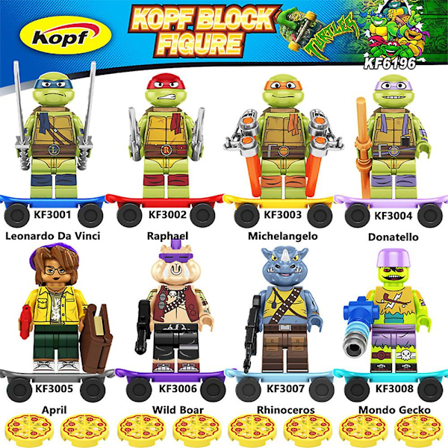Teenage Mutant Ninja Turtles Series Monteringsbyggstenar Figurer Med Tillbehör Leksaker Heminredning Gåvor 8 st/set