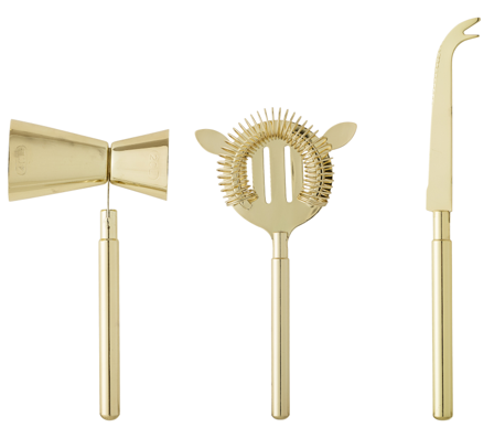 Bloomingville Cocktail Barsett Gull 3 deler