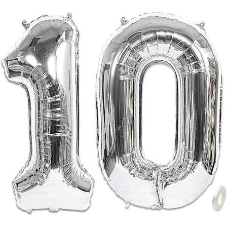 Silver Siffror Ballonger Stora Folie Mylar Ballonger 40 Tum Jätte Jumbo Siffror Ballonger för Födelsedagsfest Dekorationer Silver 10