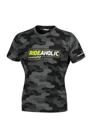 T-Shirt Donna Macna Dazzle Rideaholic Nero/Grigio/Giallo Fluo S