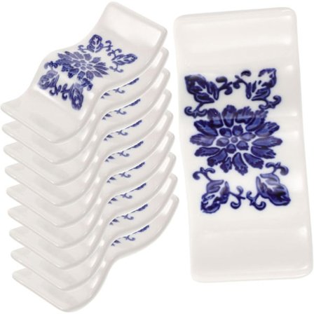 10 stk. Blå og Hvide Porcelæns Spisepindeholdere Ske Gaffelholder Hvile Chop Sticks Pakke Genanvendelig Opvaskemaskine Sikker Skrivebordsdekoration 