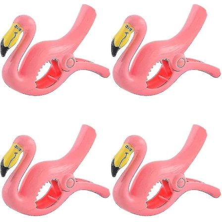Solstol i plast, forrudeclips, flamingo-clips, badehåndklædeclips, 4 stk.