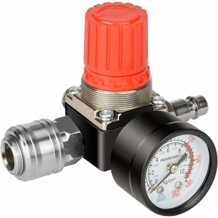 One Piece 1/4 4 Huller Komprimeret Luftregulator - Komprimeret Lufttryksregulator med Måler