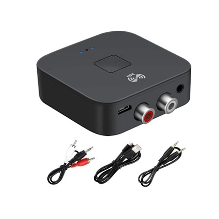 Bluetooth 5.0 Audio Receiver Adapter, NFC Trådløs Bluetooth Extender, 3.5 Aux eller RCA Input Højttaler,