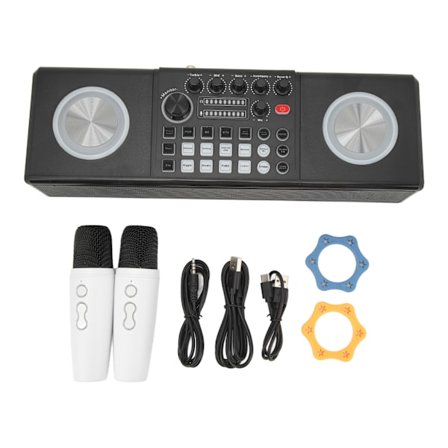 Karaoke-maskin med 2 mikrofoner, bärbar Bluetooth-högtalare för utomhusbruk, karaoke-maskin för hemmafest, bröllop, camping