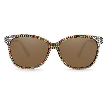 Womens Polarized Sunglasses Bling Hand-made Lightweight Rhinestone Glasses