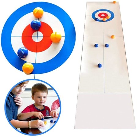 Mini bords curling spel, mini bords curling boll, set, familjespel curling brädspel, portabel curling sticka