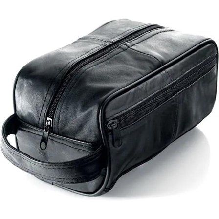 Sort Læder Toilettaske til Mænd/Vasketaske til Mænd
