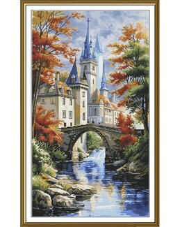 Broderikit Billede Landskab med et slot - Nova Sloboda