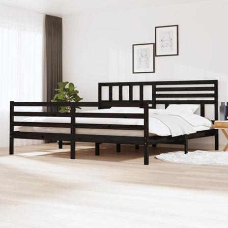Vidaxl Sängram Svart Massivt Trä 180x200 Cm Svart