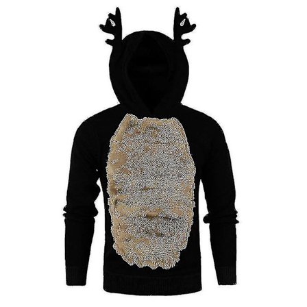Julegenser for menn Jumper Topper Jul Rudolph Reinsdyr Pullover Sweatshirt Svart M