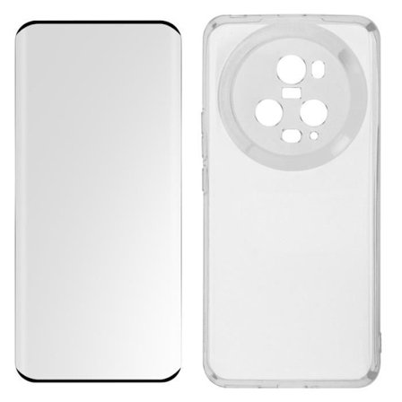 Coque Honor Magic 5 Pro - AVIZAR - Silikongel - Härdat glas 9H - 360° skydd - Svart