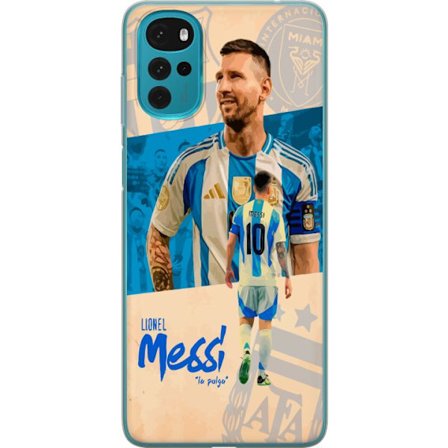 Kompatibelt Mobildeksel til Motorola Moto G22 Lionel Messi portrett med Argentinas jersey design inspirert av lidenskap for fotball og verdens beste s
